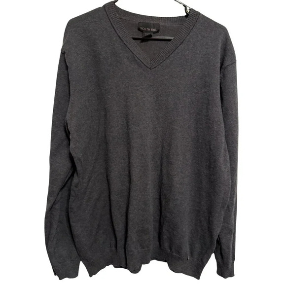 North End Men's V-Neck Sweater - Charcoal Gray - Size Large - Picture 1 of 7